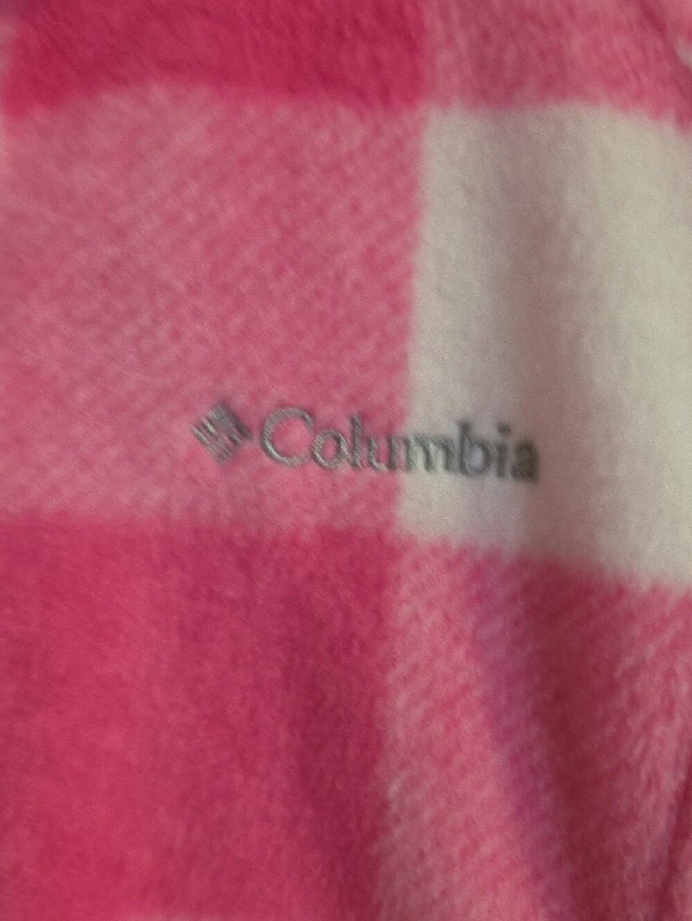 Size 14-16 Columbia Pink and White Check Fleece Zip Jacket - Picture 4 of 10